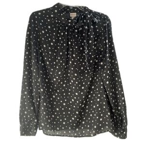 Women's - Black/White Polka Dot Blouse - Top - Shirt - Size: Large